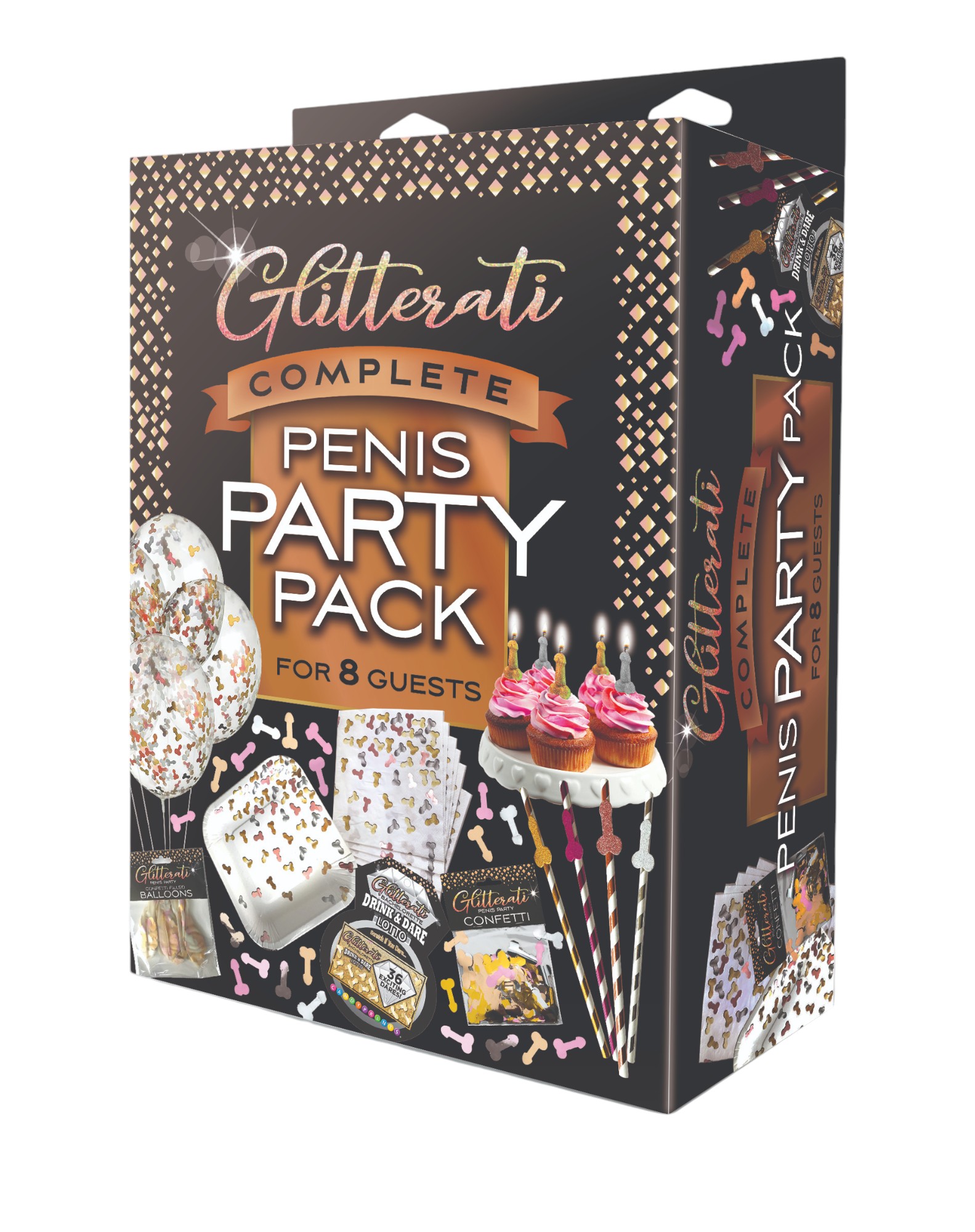 Throwing a party? Donât stressâsay it with style and a sprinkle of sass with the Glitterati Penis Party Pack! Perfect for those who love a good laugh and an unforgettable bash