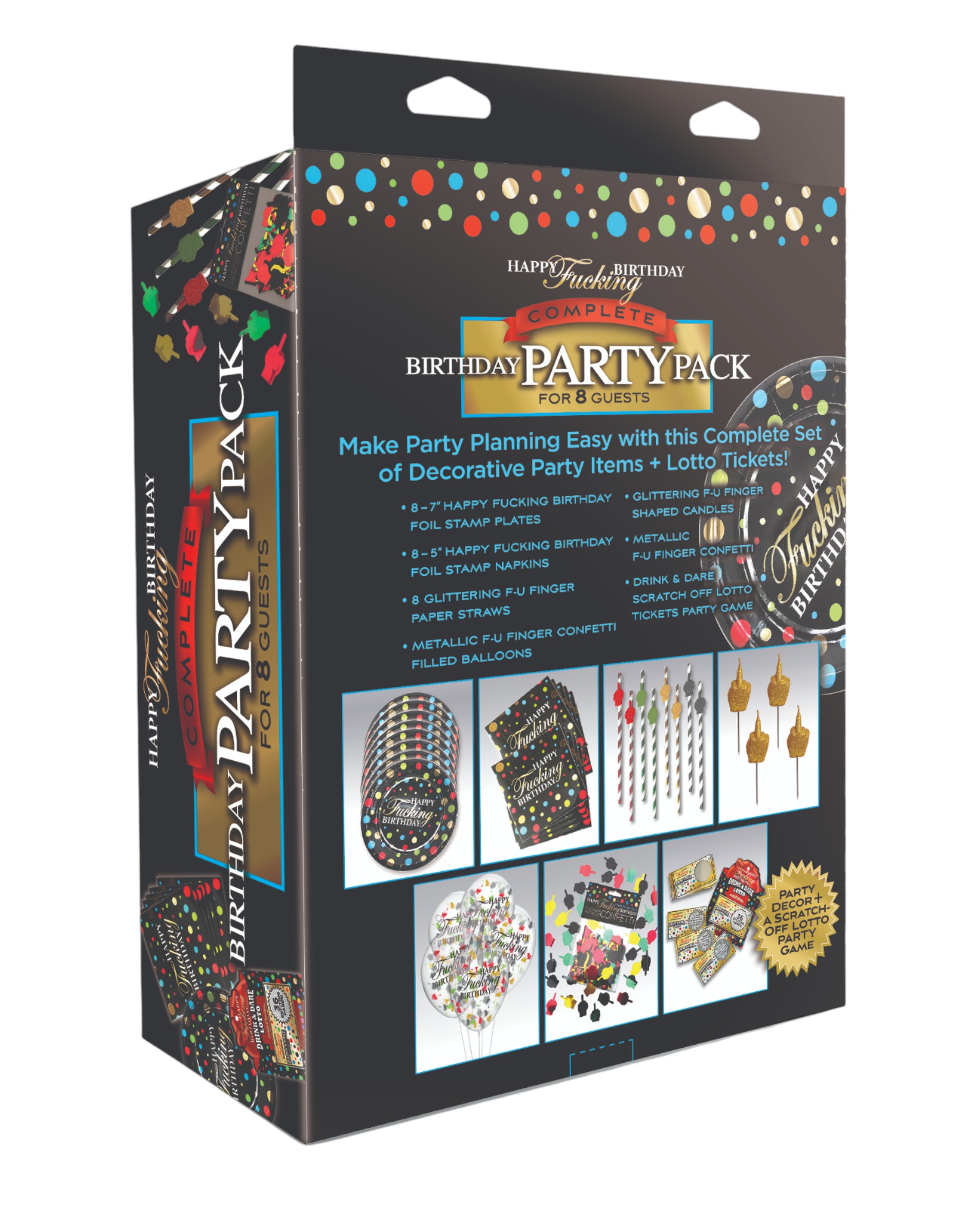Throwing a party? Donât stressâsay it with style and a sprinkle of sass with the Happy Fucking Birthday Party Pack! Perfect for those who love a good laugh and an unforgettable bash
