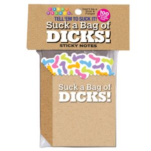 Brighten your workspace with a hilarious twist using our Suck a Bag of Dicks Sticky Note Pad! These arenât just any sticky notes â theyâre 100 printed Bags of Dicks sticky notes and will be the talk of the water cooler and HR Department. Whether you