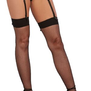 Back Seam Thigh High Stockings Black One Size from Dreamgirl International Black Diamond lingerie line. Fabric content 90% Nylon