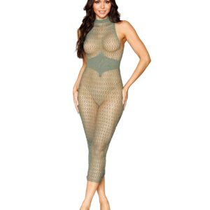 GEOMETRIC BODYSTOCKING SAGE O/S