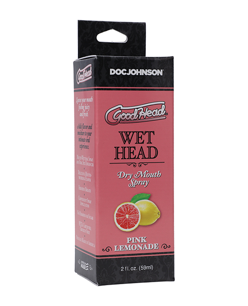 Goodhead Wet Head Dry Mouth Spray Pink Lemonade 2 ounces from Doc Johnson Novelties. Banish dry mouth during oral sex with Goodhead Wet Head Dry Mouth Spray. Available in many mouth watering flavors