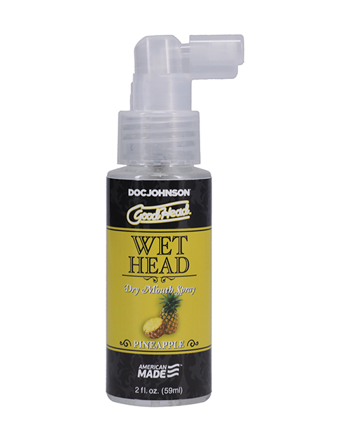 Goodhead Wet Head Dry Mouth Spray Pineapple 2 ounces from Doc Johnson Novelties. Banish dry mouth during oral sex with Goodhead Wet Head Dry Mouth Spray. Available in many mouth watering flavors