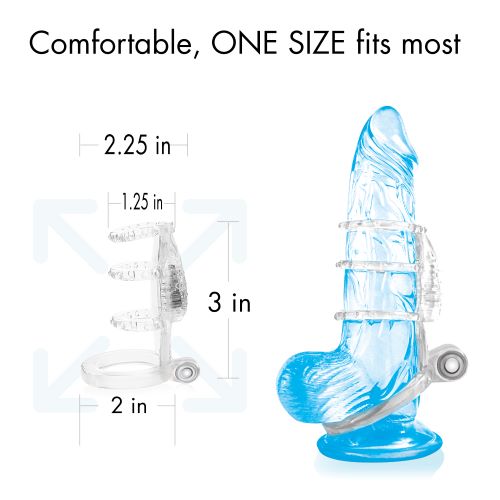 Doctor Love Zinger Dual Vibrating Sleeve Clear. The Zinger by Doctor Love is a vibrating pleasure cage designed to heighten pleasure for both you and your partner. The super slim micro vibrator sends out 11
