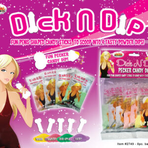 Dick N Dip adult candy sticks to scoop into tasty powdered dips. Four tasty flavors: Banana