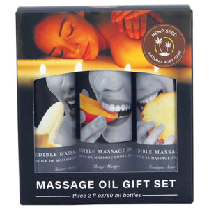EDIBLE OIL MASSAGE GIFT SET BOX 3 2OZ BOTTLES TROPICAL