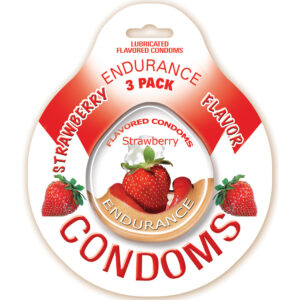 Endurance Lubricated Flavored Condoms  3 Pack Condoms Strawberry from Hott Products erotically