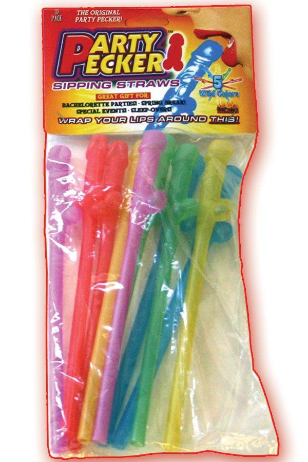Wrap your lips around this! Party Pecker Sipping Straws in Bright Neon Colors from Hott Products! Sucking your favorite drink down never felt or looked so good! You will have your friends laughing hysterically! Great for Bachelorette parties