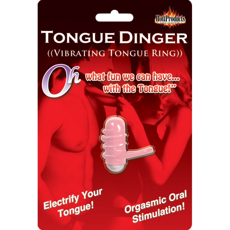 Tongue Dinger Vibrating Tongue Ring Magenta Pink from Hott Products. Oh what fun we can have with the tongue. Take that hummer to the next level! Vibrating pleasure for the tongue that will get the job done! Tongue Dinger is the Original Vibrating Tongue