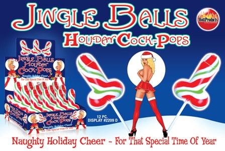 Naughty holiday cheer for that special time of year! Jingle Balls Holiday Cock Pops 12 Pieces Display. Jingle Balls