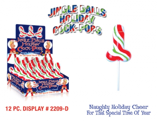 Naughty holiday cheer for that special time of year! Jingle Balls Holiday Cock Pops 12 Pieces Display. Jingle Balls