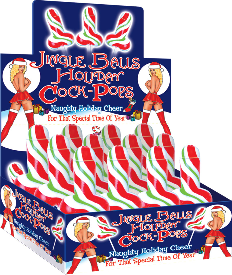 Naughty holiday cheer for that special time of year! Jingle Balls Holiday Cock Pops 12 Pieces Display. Jingle Balls