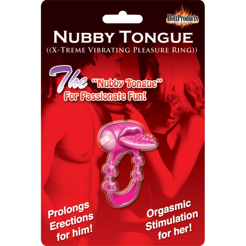 Xtreme Vibe Nubby Tongue Extreme Magenta Pleasure Ring from Hott Products. Super soft sensuous Silicone. Super powerful motor. Up to 40 minutes + of powerful vibrating pleasure! Waterproof vibrations. Made with body safe materials Phthalate free. One siz