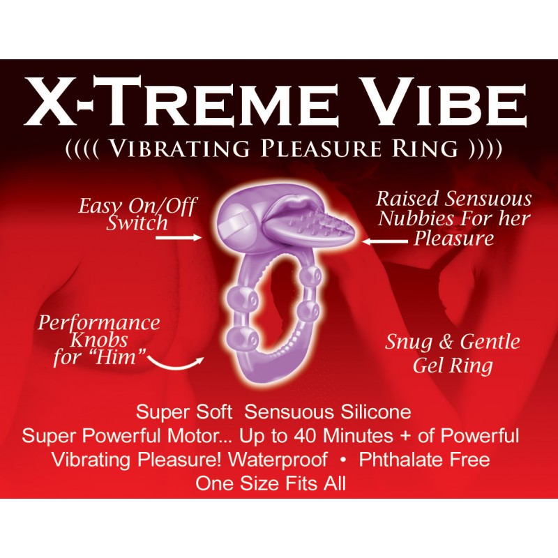 X-Treme Vibe Nubby Tongue Purple from Hott Products. High powered motors promote super stimulation to both pleasure zones! Warning: may cause Intense screams of ecstasy! Sex toy is made using phthalate free