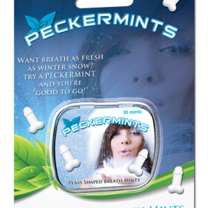 Peckermints Penis Shaped Breath Mints 35 count per container. Want breath as fresh as winter snow? try a Peckermint and you are good to go!  Peckermints from Hott Products Unlimited. Categories: Party Games