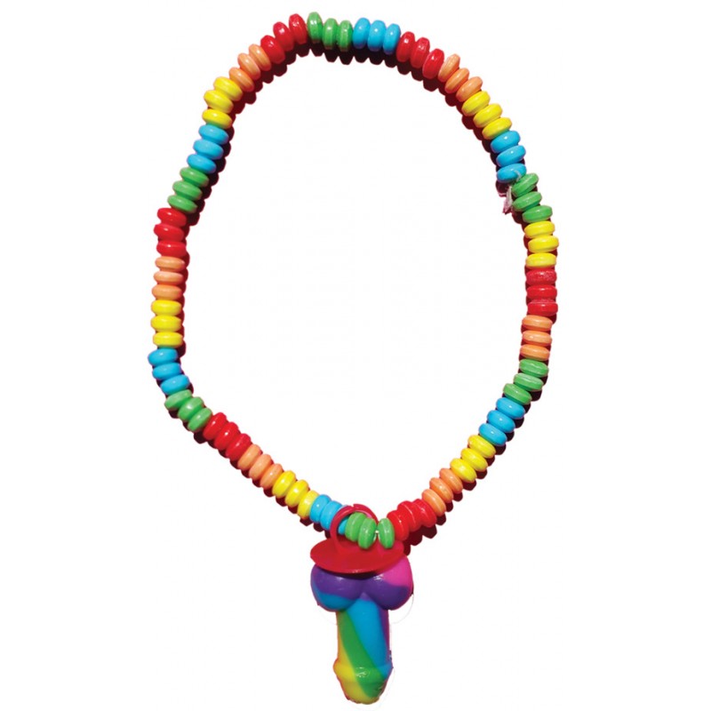 Rainbow Cock Candy Necklace from Hott Products Unlimited. Great ice breaker. Satisfy your sweet tooth with the colorful Rainbow Cock Candy Necklace. Fun exotic colors really make a wild and sexy statement and will make you stand out at any adult gathering