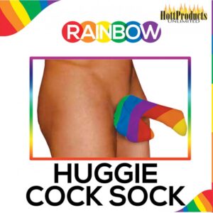 Rainbow Huggie Men's Cock Sock from Hott Products Unlimited. Now you can keep your Pecker warm and dress in colorful style with the Rainbow Pecker Huggie Cock Sock! Comfy fit and colorful stripes will make your partner and member stand at attention durin