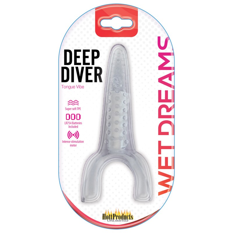 Tongue Star Deep Diver Clear Vibrating Tongue with Motor from Hott Products Unlimited. Go down in style with the deep diver tongue. This amazing tongue vibrator has what it takes to take you to your next sexual level oral experience into over drive. Speci