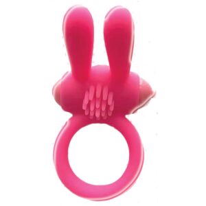 Wet Dreams Bunny Buster Vibrating Cock Ring with Turbo Bunny Motor from Hott Products Unlimited. Vibrating cock ring features an easy on easy off switch. Super powerful motor. Vibrating cock ring requires 3 AG3/LR41 batteries