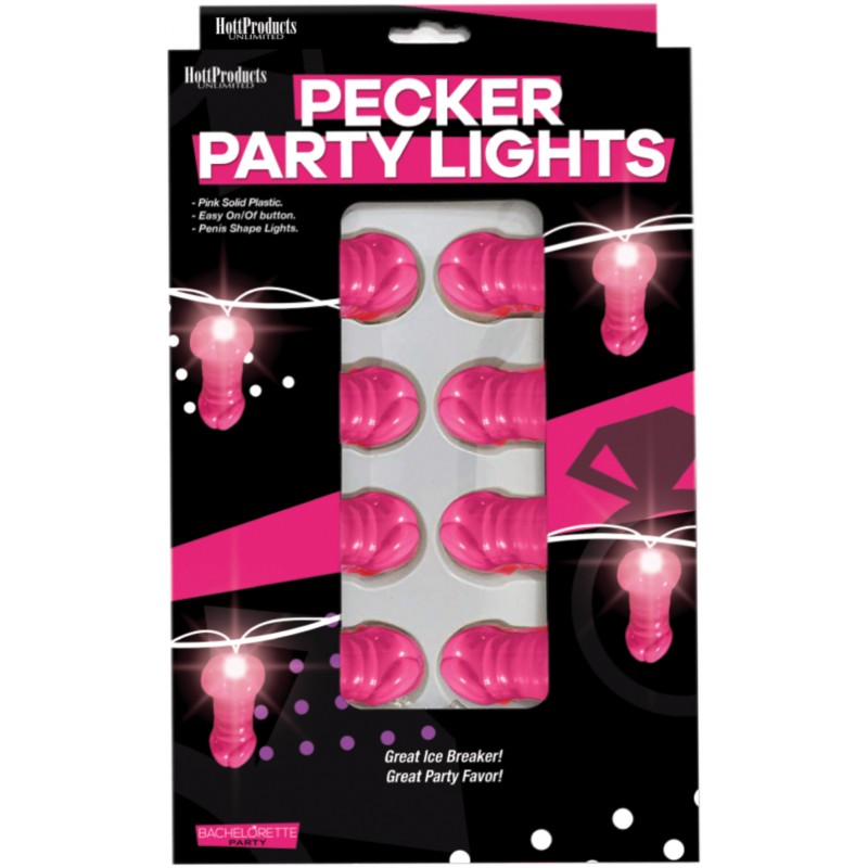 Light Up Pink Pecker String Party Lights from Hott Products Unlimited. Pink solid plastic. Easy on
