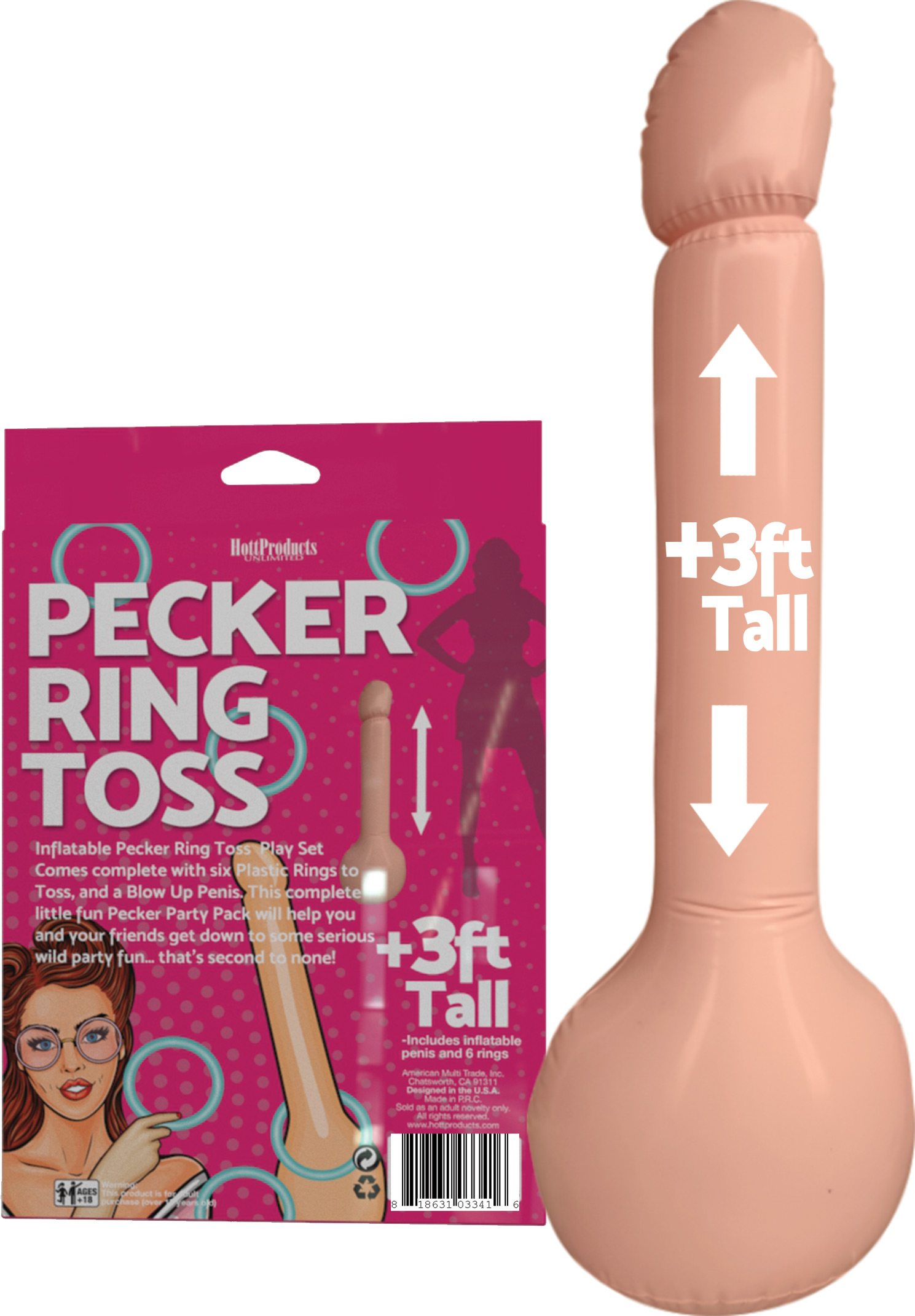 Inflatable Pecker Ring Toss Game from Hott Products Unlimited. Inflatable Pecker Ring Toss Play Set comes complete with six plastic rings to toss and a blow up penis. This complete little fun Pecker Party Pack will help you and your friends get down to s