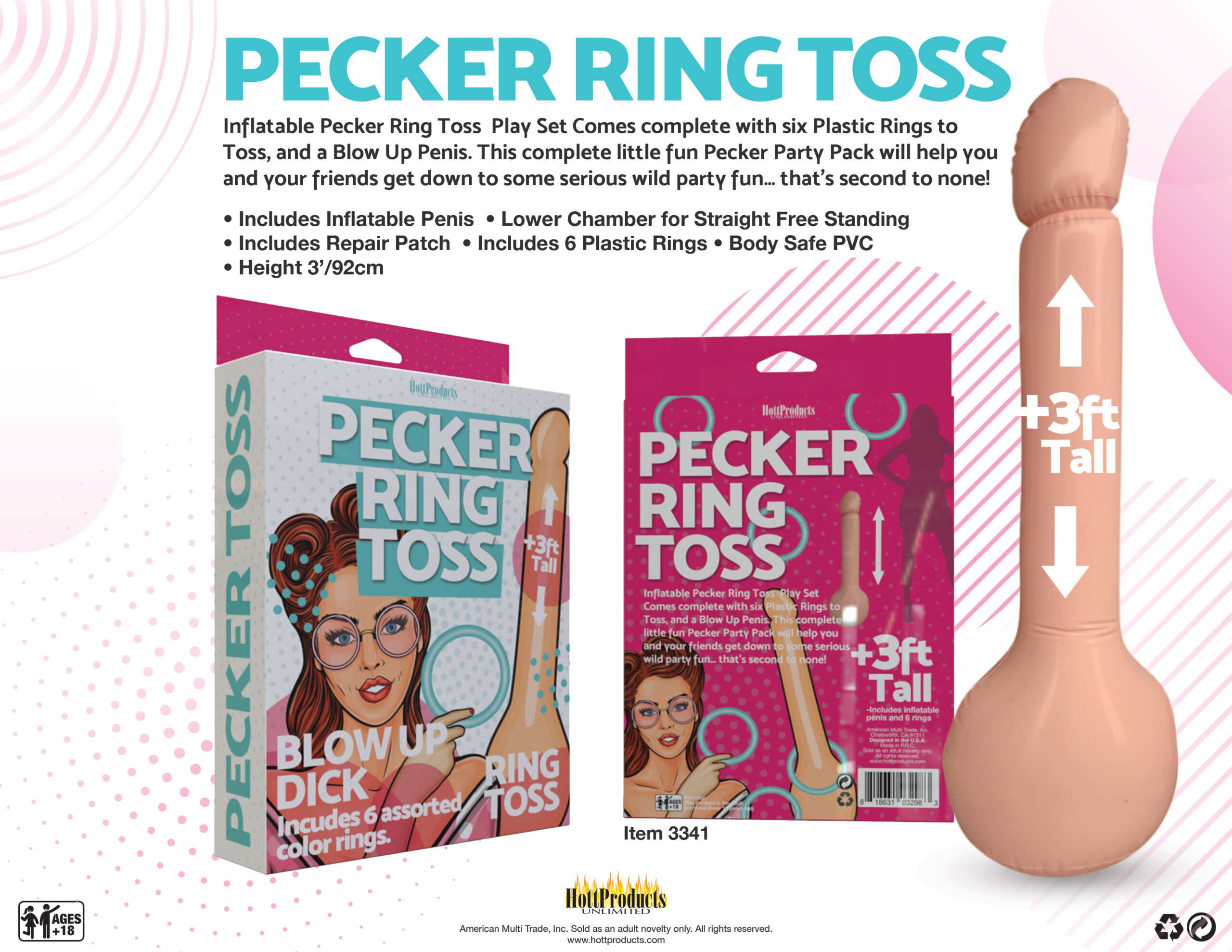 Inflatable Pecker Ring Toss Game from Hott Products Unlimited. Inflatable Pecker Ring Toss Play Set comes complete with six plastic rings to toss and a blow up penis. This complete little fun Pecker Party Pack will help you and your friends get down to s