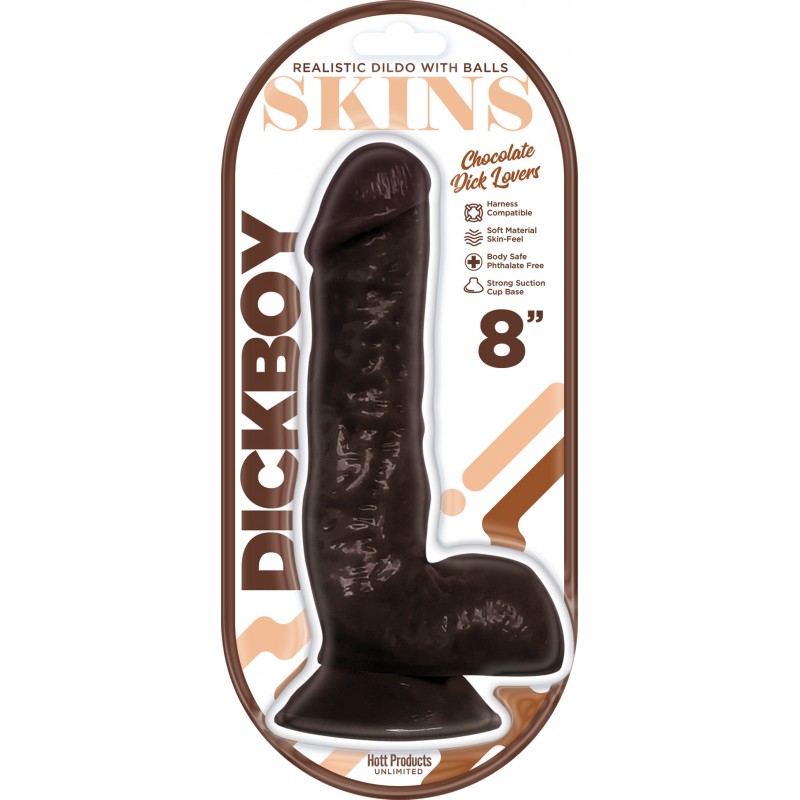 Dickboy Skins Chocolate Lovers 8 inches Dildo from Hott Products. Dickboy Dildos are specially designed with a Realistic Firm Shaft