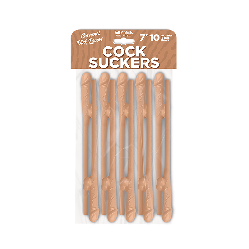 Cock Suckers Pecker Straws Caramel Lovers 7 inches penis shaped 10 Pack from Hott Products Unlimited. UPC 818631034499. Dick Lovers. Reusable. Great for Bride to be and Bachelorette Party Supplies. Categories: Party Games