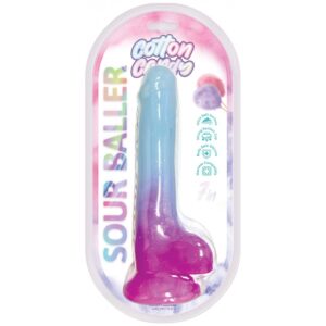 Cotton Candy Sour Baller Silicone Dildo 6 inches Aqua/Purple from Hott Products Unlimited.  Cotton Candy Play Toys are the perfect little play time toy to spark your inner most desire when it comes to intimate play! these little gems are uniquely contoure