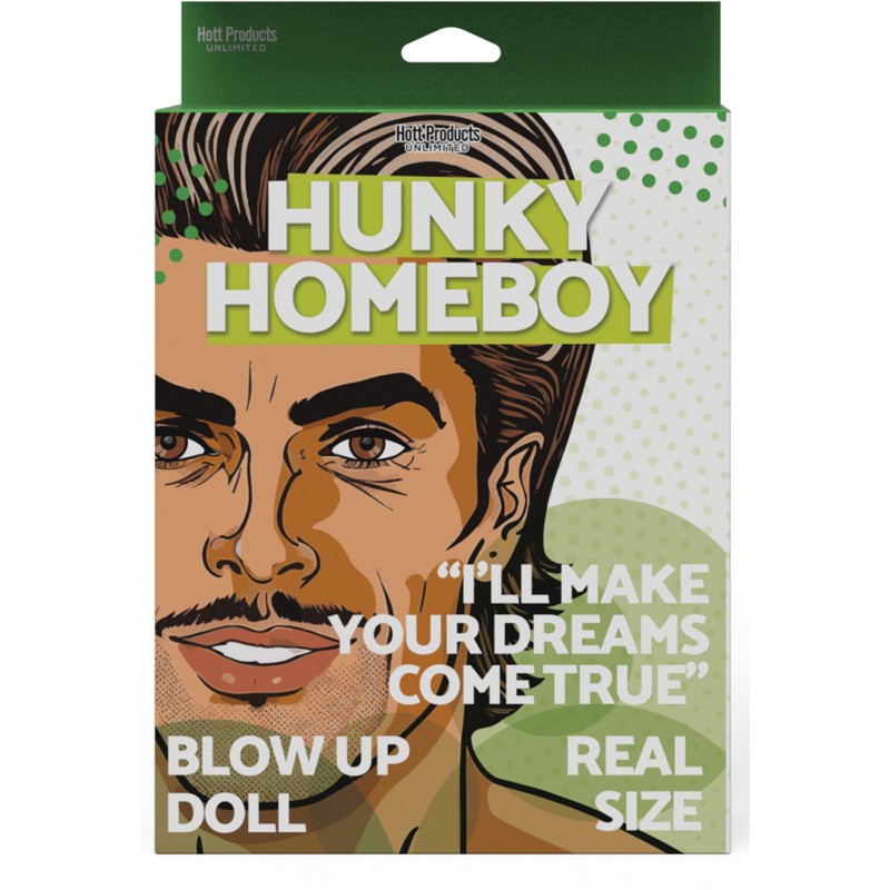 Hunky Homeboy Blow Up Male Love Doll from Hott Products. I will make all your dreams come true. Real size. My Homeboy is the epitome of manliness! This guy exudes strength