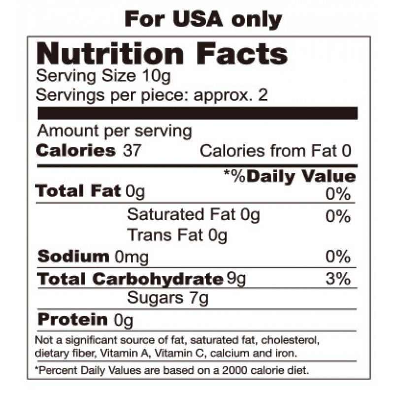 Candy Cock Ring from Hott Products Unlimited. One size fits all. Multi-flavored candy. Servings per package 2. Calories 37. Calories from fat 0. Based on a 2000 calorie diet. Please note candy cock ring is edible