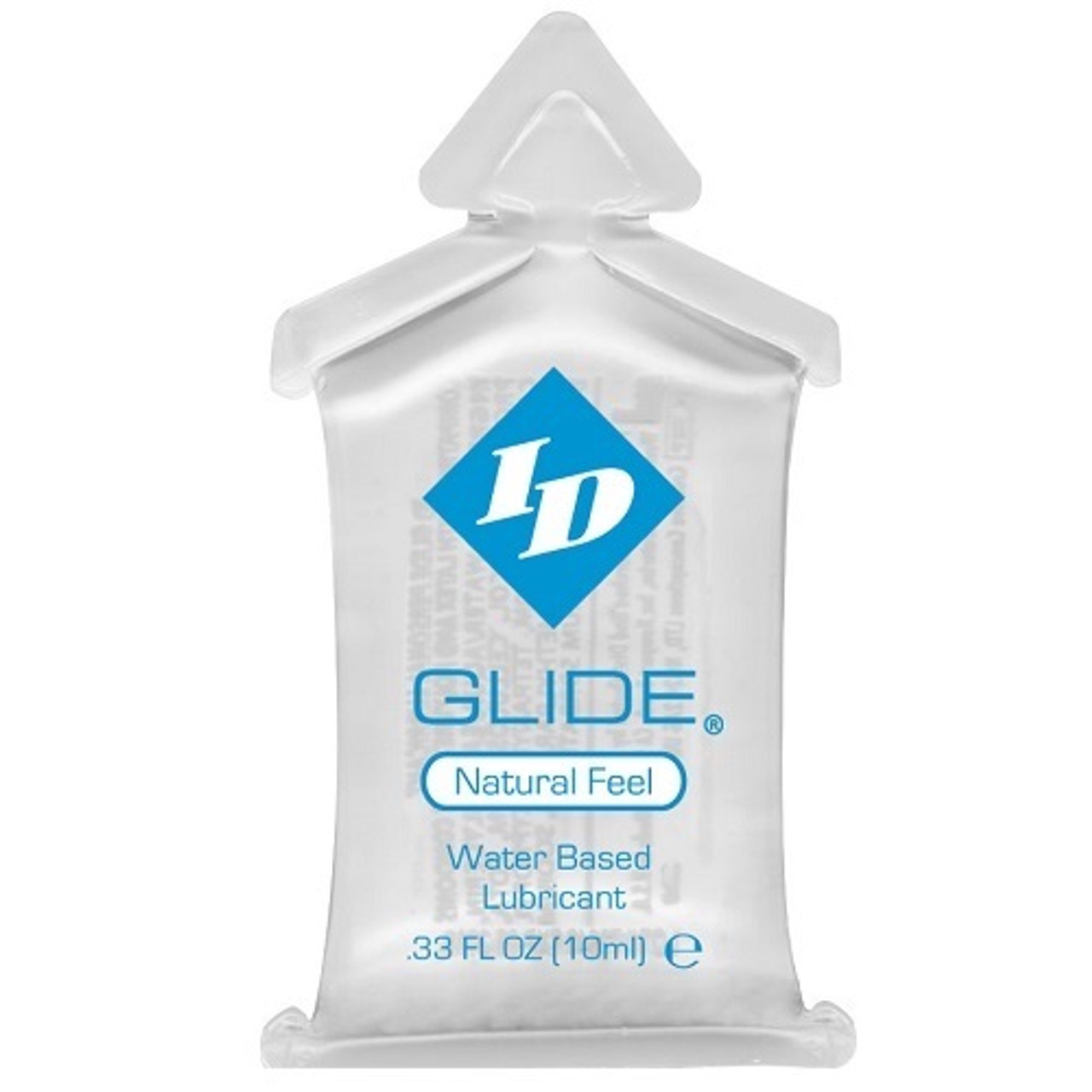 ID Glide Water Based Personal Lubricant Pillow Pack Sample size. ID Glide 10ml Pillows. Features: award winning doctor recommended formula. Natural feeling water based lubricant. Enhances masturbation. Sensitive skin formula. Water rechargeable by just ad