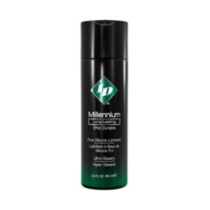 ID Millennium Long Lasting Silicone Personal Lubricant 2.2 fluid ounces. ID Millennium Premium concentrated pure Silicone formula. Multi-use lubricant great for massages and skin conditioning too! Great for under water play. Long lasting