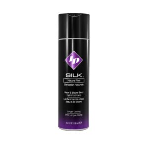 ID Silk Personal Lubricant Silicone and Water Hybrid Blend. Natural Feel. Enjoy the ease of a water based lube with the slickness of a silicone lube with ID Silk! Slippery and smooth
