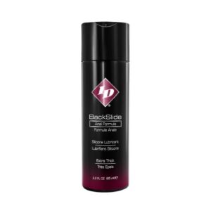 ID Backslide Anal Formula Personal Lubricant. Backslide is one of ID's most creative formulas because it was made with a specific use in mind. They have spent two years developing Backslide to create this uniquely blended formula to make every anal experi