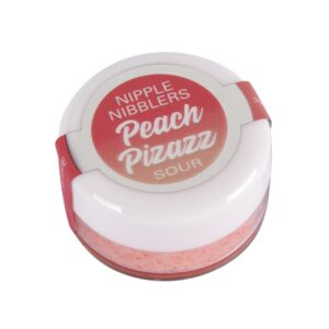 Nipple Nibblers Sour Pleasure Balm Wicked Peach Pizazz from Classic Erotica. Add a new level of pucker to foreplay with Nipple Nibblers sour pleasure balm. The kissable formula provides a tasty and playful twist for enhanced arousal. Features: sour burst.