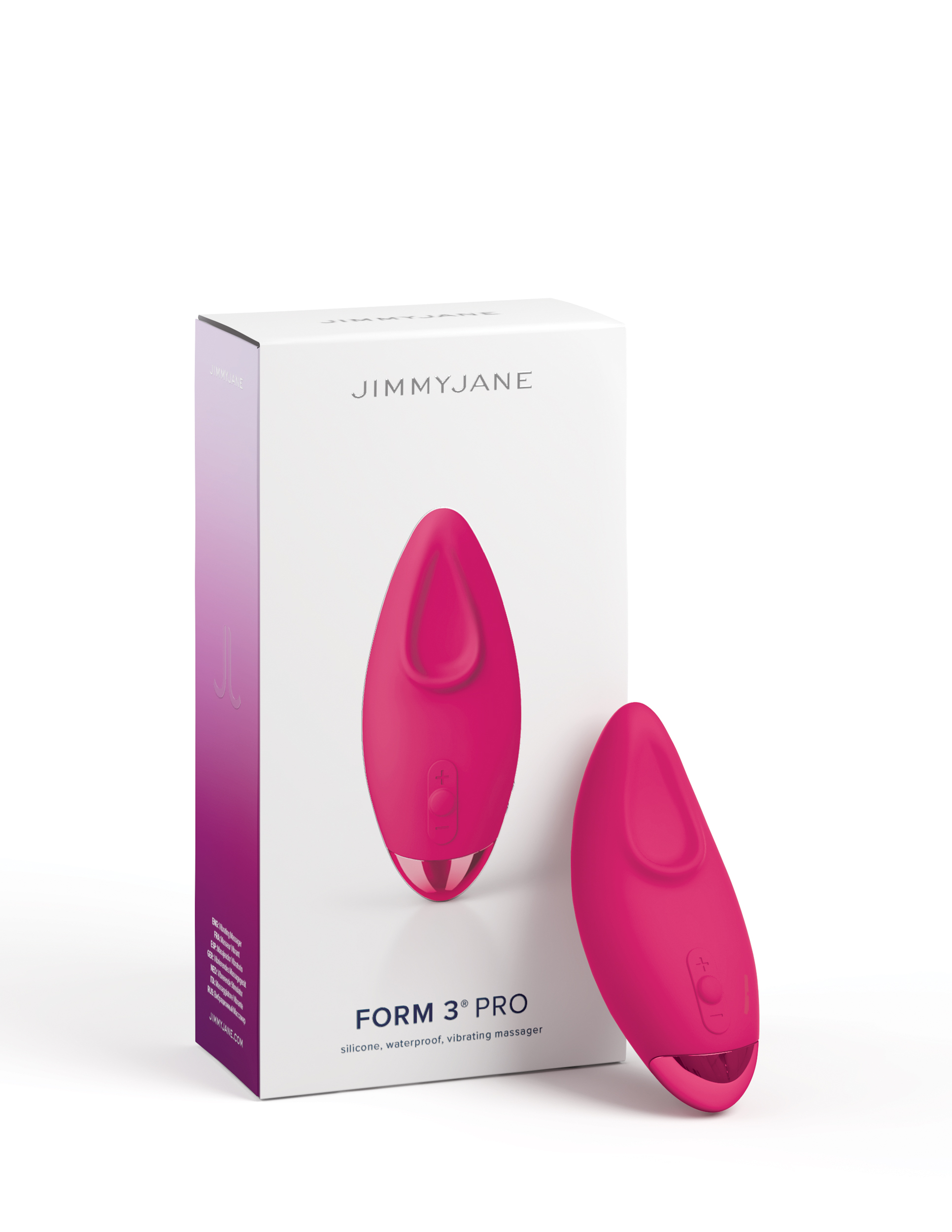 JimmyJane Form 3 Pro Pink Small Curved Vibrator from Pipedream Products. Your best ever orgasms are in the palm of your hand with this extremely powerful
