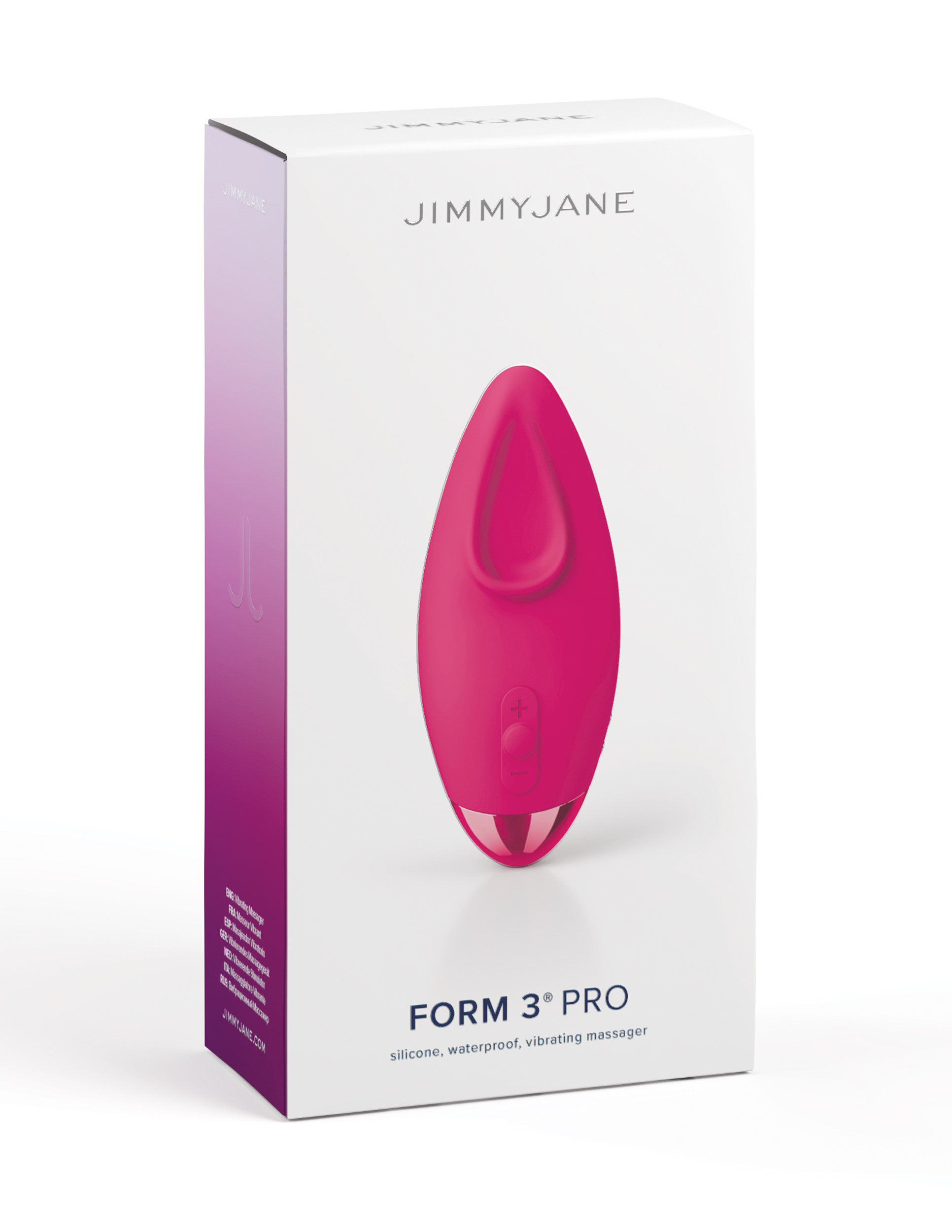 JimmyJane Form 3 Pro Pink Small Curved Vibrator from Pipedream Products. Your best ever orgasms are in the palm of your hand with this extremely powerful