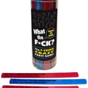 What The F*cking Truth or Dare the F*cking Crazy Party Game. Drinking game from Kheper Games! Players take turns asking and acting out 100 hilarious truth or dare options with each other. For 4 to 20+ adult players. Round plastic container with dare stick