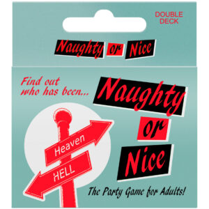 Kheper Games - Naughty Or Nice Board Game with double deck playing cards. Players take turns drawing and reading cards. After each question is read
