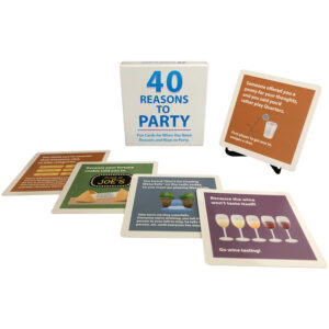 40 Reason To Party adult card game from Kheper Games. 40 Reasons to Party is a set of 40 illustrated cards that give you fun reasons and ideas on how to party. When you feel like having some fun