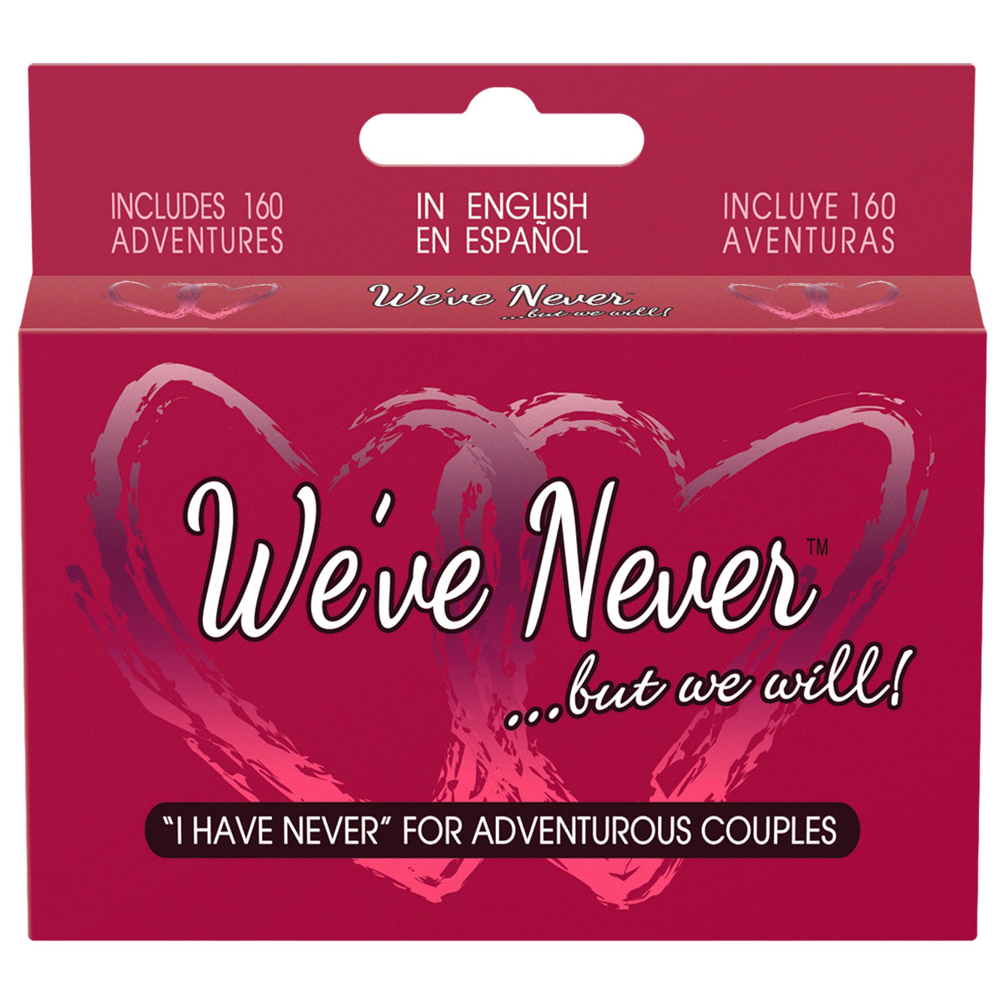 We've Never Romance Card Game from Kheper Games. We Have Never...but we will! I Have Never For Adventuresome Couples Game. 160 adventures. In English. En Espanol Hours and Weeks of Adult Fun! A couple reads the We've Never cards to each other and celebr