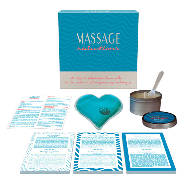Massage Seductions for a romantic encounter. Are you looking for ways to intensify your intimacy with a variety of massage methods? Bring sensual spa experiences home with this erotic massage kit. The kit offers 24 ways to seduce your lover tender and tan