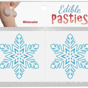Snowflakes Pasties Wintermint from Kheper Games.  Edible body pasties made into fun shapes. Enjoy them as mouth watering nipple treats. One size fits most. Categories: Adult Candy and Erotic Foods