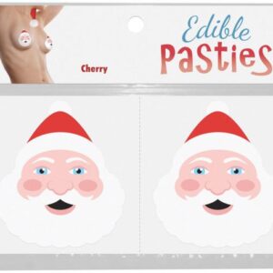 Santa Face Pasties from Kheper Games. Edible body pasties made into fun shapes. Enjoy them as mouth watering nipple treats. Cherry flavor. Costumes for Christmas for naughty couples. Edible body pasties made into fun shapes. Enjoy them as mouth-watering n