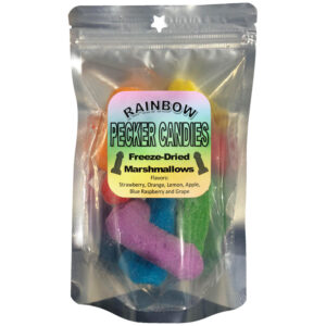 Freeze Dried Rainbow Pecker Candies from Kheper Games. Freeze dried candy is a new trend that turns several types of candies into larger treats. This pack has all the same flavors as your regular Rainbow Pecker Candies: Strawberry