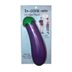 In-Cock-Nito Flask from Kheper Games. Nice cock. Flask holds 10 fluid ounces. Hide your booze within your bulge. Purple flask looks like an eggplant. Hide your booze where everyone will look