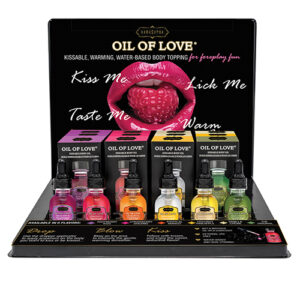 Kama Sutra Oil Of Love Display with Product. Invite the Lips with Kama Sutraâs Kissable Foreplay Products. Our collection of foreplay products are designed to bring couples closer by encouraging sensory exploration with delicious