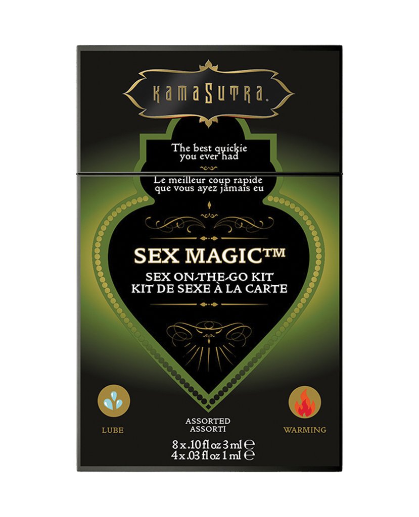 Sex To Go Prepack from the Kama Sutra Company. The perfect gift for anyone on your nice or naughty list. Includes 12 Packages included Kama Sutra Sex Magic Sex On The Go Kit Prepack mindblowing orgasms. 4 Arousal Intensifying Gel Warming packettes