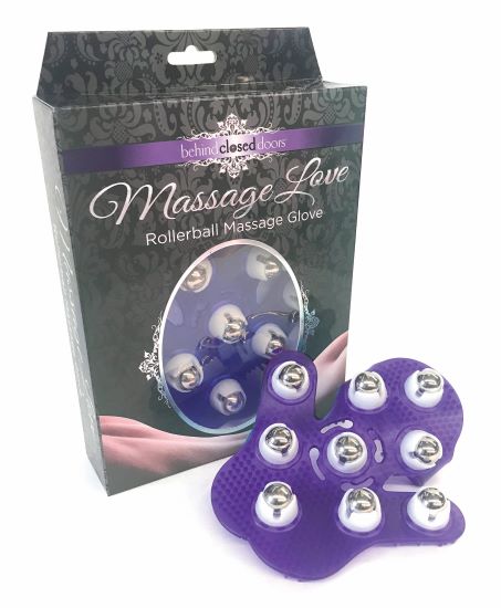 Behind Closed Doors Massage Love Rollerball Glove from Little Genie Productions. This wearable massage sheath for your hand makes massage easy for the giver and ecstasy for the receiver! With 9 roller balls that rotate a complete circle - 360 degrees